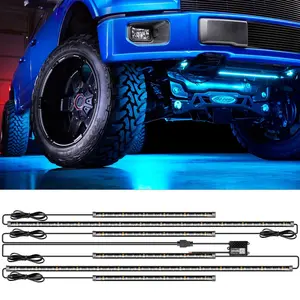 DREAMIZER 6Pcs Car Underglow Neon Accent Strip Lights Active Function Music Mode Remote Control Underbody Light Strips for Cars Van SUV