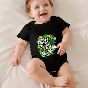 Green Turtle Pattern Print Print Bodysuit Baby Rompers Short Sleeve Cotton Toddler Rompers Graphic Print Baby Clothes One-Piece Outfit