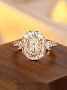 1 Piece Classic Exquisite White Synthetic Cubic Zirconia Virgin Mary Ring For Women Birthday Gift Anniversary Present