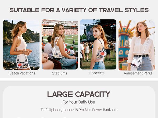 Clear Bag for Stadium Events, Clear Shoulder Bag for Stadium Approved with Wallet, for Concerts Sports Events