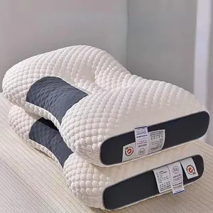 Soft Woven Neck Massage Couple Pillows - Adjustable Ergonomic Orthotic Profile Support High Quality Pillow Core Detachable Pillowcase For Sleeping Comfort 48x74 Polyester Fiber