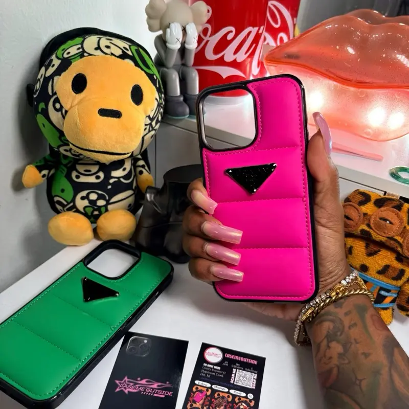 Casemeoutside Pink Pressure Puffer Case for iPhone  with Shockproof Design and Stylish Pink Color