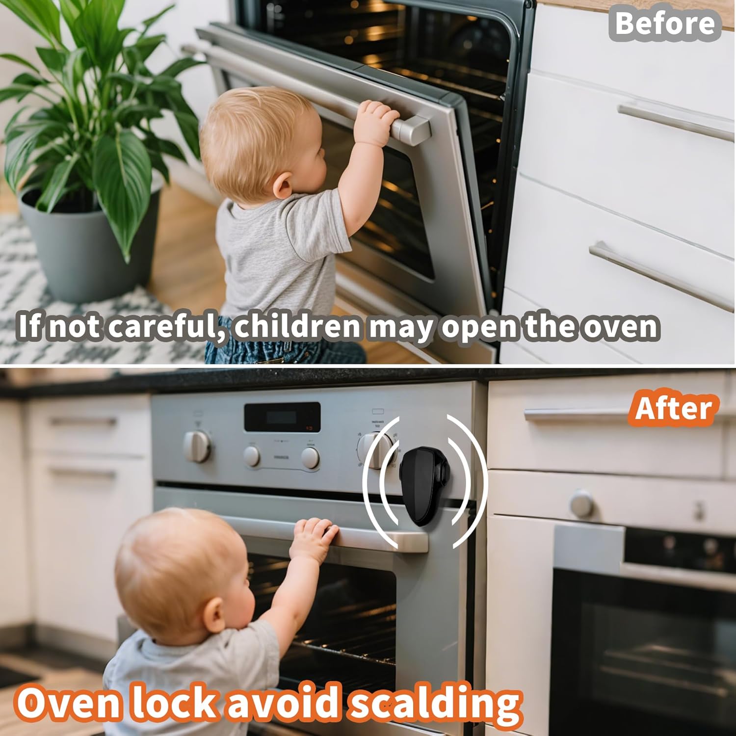 Child Proof Oven Lock Baby Safety Oven Door Lock for Toddlers no Tools Need or Drill Easy to Install (Black)