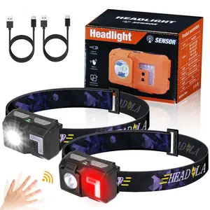 Super Bright 1500 Lumens Motion Sensor Rechargeable Headlamp Flashlight,2-Pack Waterproof LED Headlight with White Red Light,5 Modes Head Lights for Camping Cycling Running Fishing