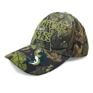 Unisex 3D Embroidered Bass Fishing Camo Baseball Cap for Men Women, Acrylic Adjustable Strap Dad Hat, Breathable UV Protection Sun Shade Realtree-Style Camouflage Cap for Anglers Hunting Camping Hiking Lake River Fishing Daily Wear