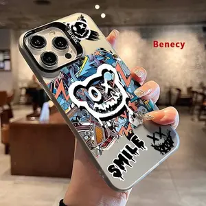 Phone Case for iPhone 15 16 14 Pro Max 13 12 11 XR XS Plus Cool Bear Head Pattern Anti-Scratch Shockproof Pocket-Friendly durable Cover Cellphone Protective
