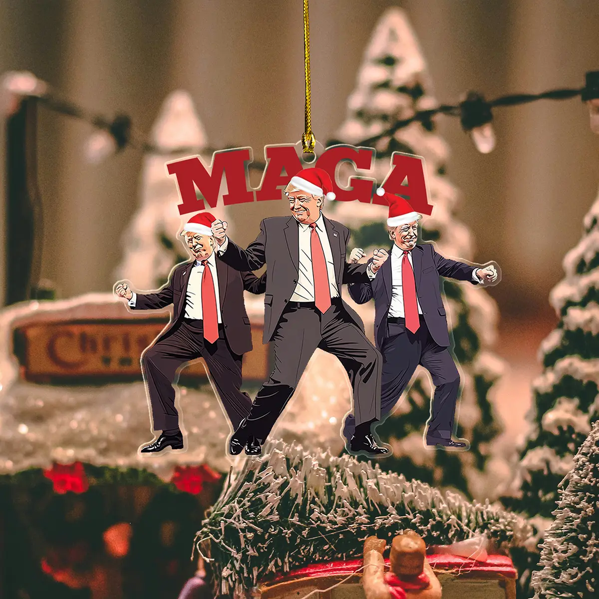 MAGA Santa Trvmp Ornament - Christmas Tree Decor - Make America Great Again - 2D Flat Ornament - Acrylic Material Decoration Hanger