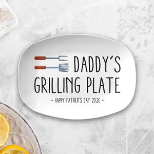 Personalized Dad's Grilling Plate, Custom Platter Father's Day Gift, Custom BBQ Dad Gift, Grill Master Daddy Birthday Gifts, Grandpa Plate