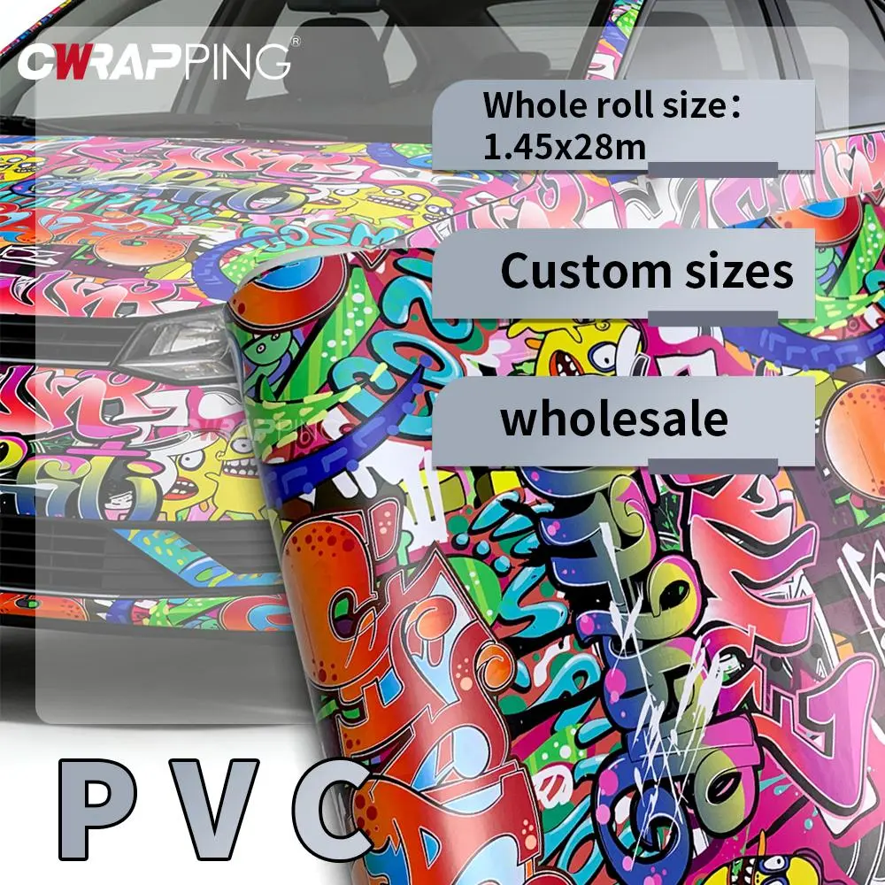 Graffiti Printing Stickers Car Wrapping Film Bubble Free Self-Adhesive Car Sticker Vinyl for Motorcycle Waterproof Wrap Covering