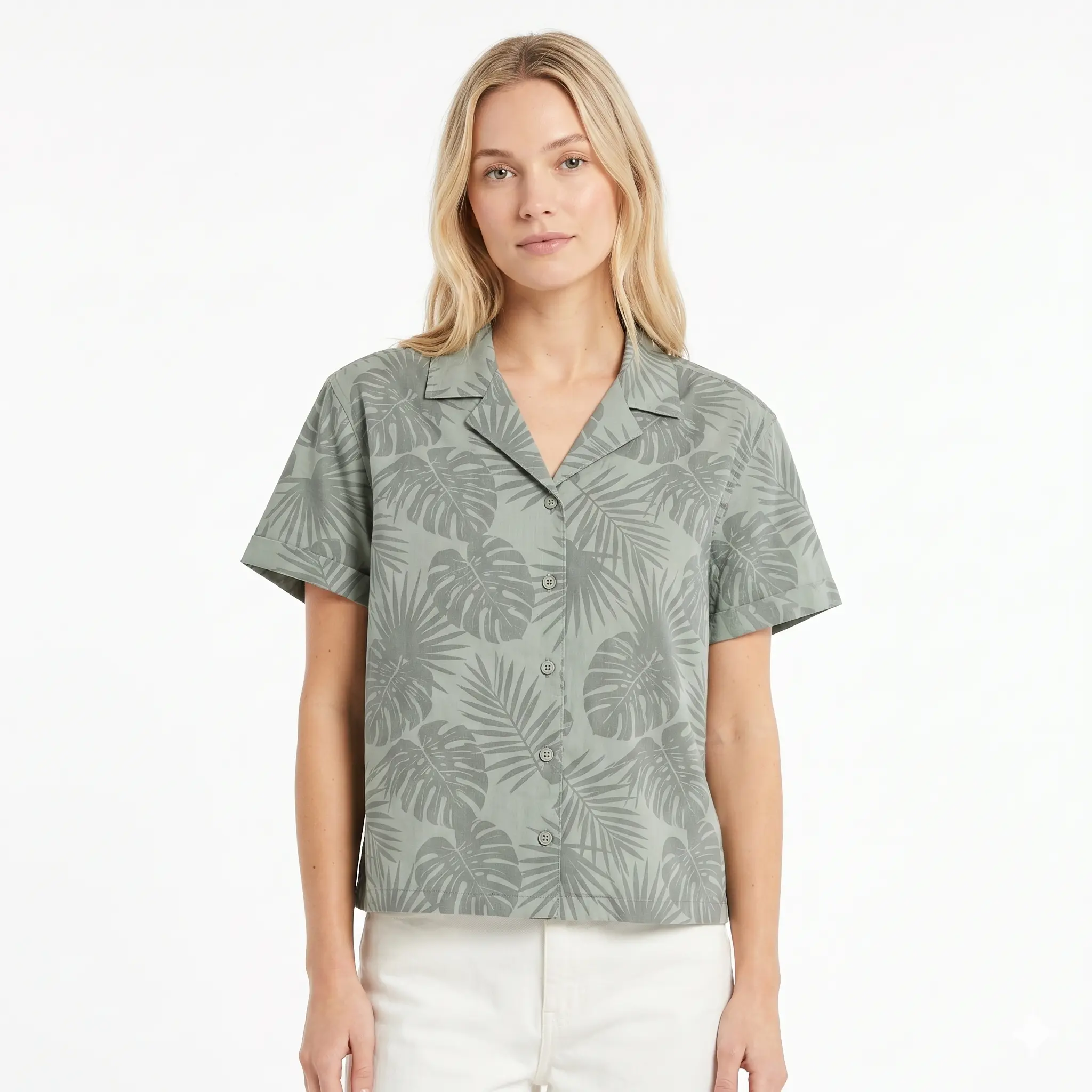 VOLCOM Women's Chic Oversized Striped Shortsleeve Button-Front Top in Lightweight Viscose Blend, Casual Everyday & Evening Essential