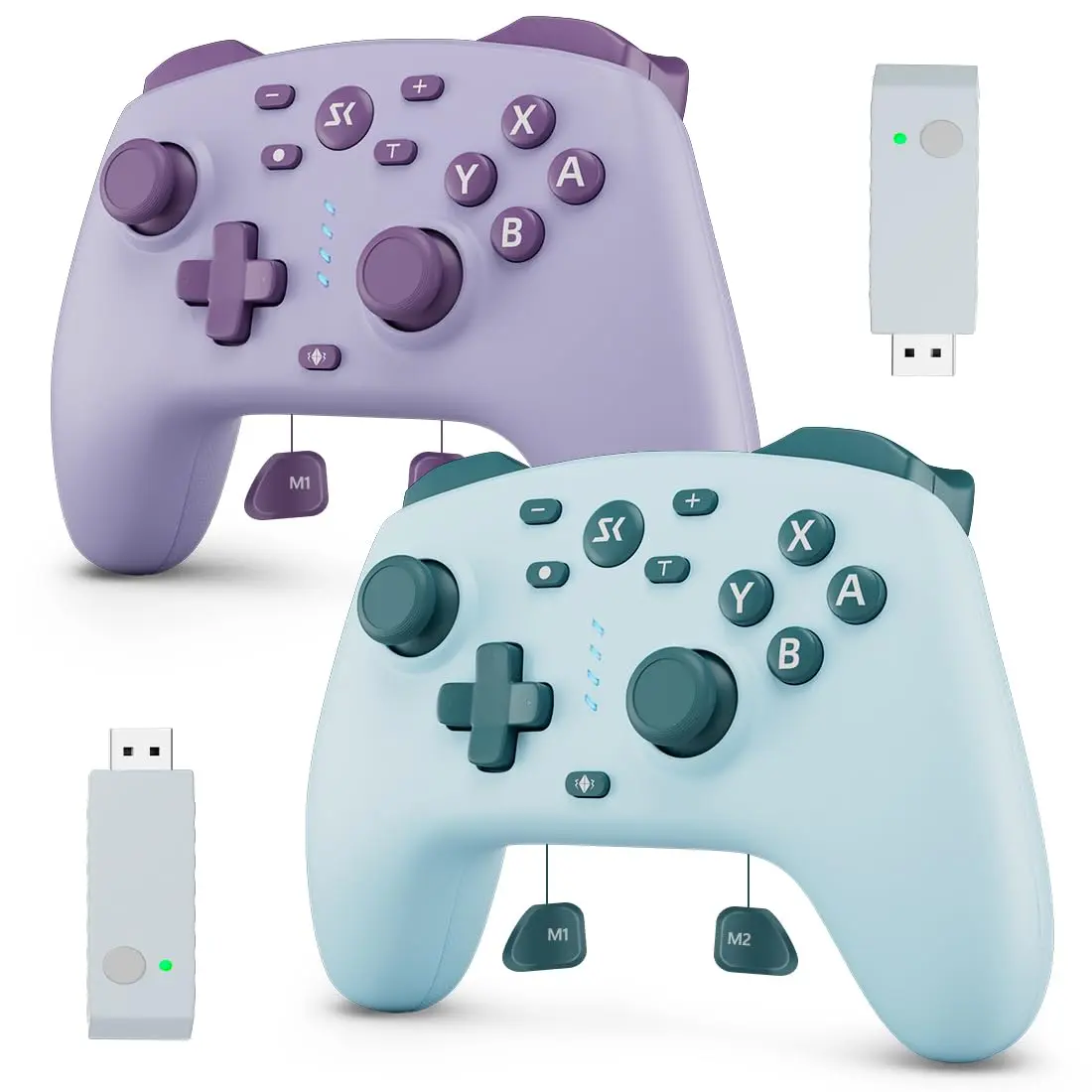 2 Pack Wireless Switch Controller for Switch2/Switch/Lite/OLED/PC, With 2.4G Adapter, Hall Joysticks & Hall Triggers, Switch2 Pro Controller with Wake-up, 2 Back Buttons, Turbo,