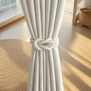 Boho Style Braided Curtain Tie, 1 Count Magnetic Curtain Tieback, Window Curtain Accessories for Home Living Room Bedroom Decor, Window Decorations Supplies