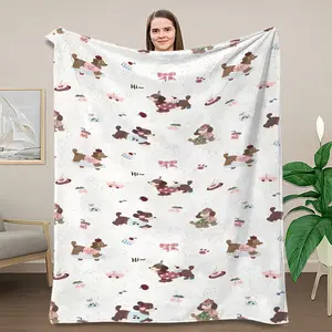 Soft Dog Pattern Blanket for Sofa Nap Travel Camping Bedding, Christmas Halloween Birthday Gift, All-Season Universal Comfortable Throw