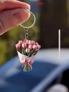 2D flat acrylic one piece (tulip) keychain, keychain - acrylic personalized decoration, Father's Day design creative pendant, gifts for friends who like decoration, suitable for home and holiday decoration, perfect for birthday and party gifts