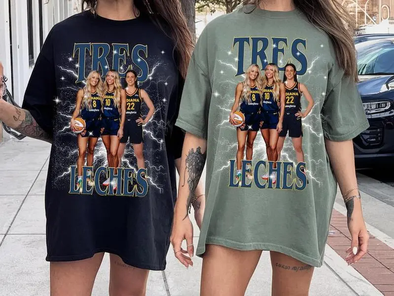 Tres Leches Basketball Shirt  Caitlin Clark, Sophie Cunningham, Lexie Hull WNBA Indiana Fever Trio Tee, Funny Retro Fan Gift Tee ,Indiana