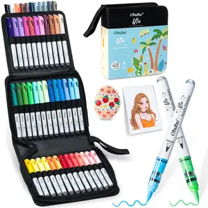 【Back to school shopping】Ohuhu Ulu Acrylic Paint Markers: Brush Tip -  48 Colors - Waterproof Flexible Tip Acrylic Markers, Premium Paint Pens for Various Surfaces, Acrylic Paint Markers, Markers for Coloring, Art Supplies, Acrylic Marker, Summersale