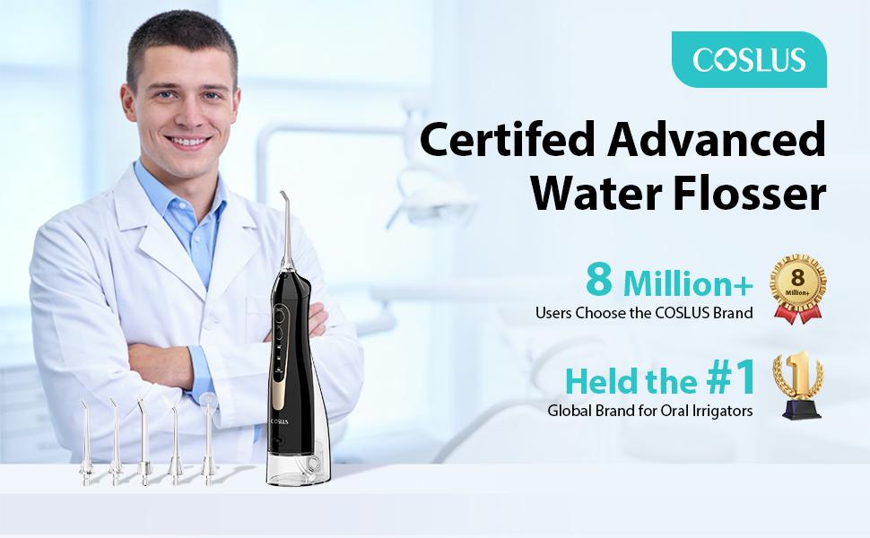 COSLUS CX20 Water Flosser For Teeth Cleane: Portable Cordless Oral Irrigator 300ML, 5 Nozzle,Multimodes, Rechargeable,IPX7 Waterproof for whitening tablets,Tongue Scraper Water Flosser For Braces,water flosser for tonsil stones/tartar, Oral Plaque Remover