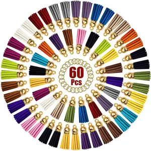 Tassels for Keychains Faux Suede Tassel for DIY  Making 60 count Leather  Charms Bulk & 60 count Jump Rings Key Chain Rings Bulk for Cellphone Straps Pendants Crafts