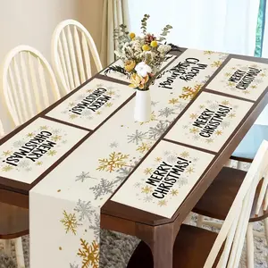 Christmas Snowflake Table Runner Set, Seasonal Holiday Decorations, Suitable for Family Gatherings, Festive Celebrations, Indoor & Outdoor Use