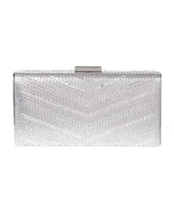 La Regale Large Chevron Pattern Crystal Box Clutch