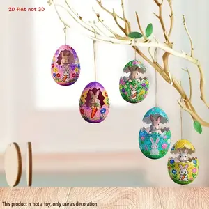 New Easter Egg Ornament, Wooden Pendant, Cute Small Gift, Creative Fashion Rabbit Decoration, Handmade Easter Egg Hanging Piece