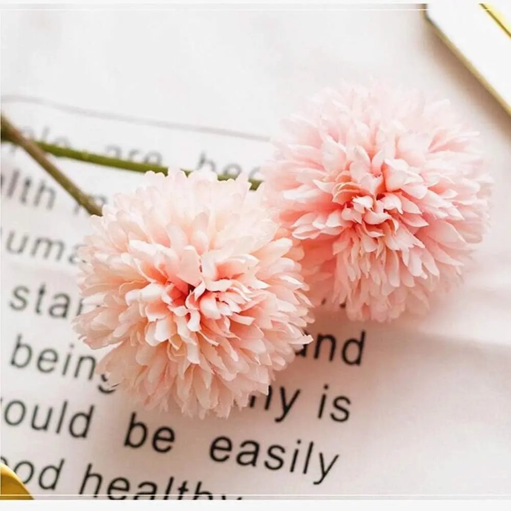 2-Pack Artificial Chrysanthemum Ball Flowers,11 Inch Faux Chrysanthemum Silk Bouquets Real Touch Faux Flowers for Wedding/Home[Champagne Pink,Light Pink,Dark Pink,Peach Pink]