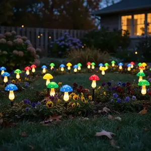 Outdoor Solar Mushroom Lights, LED Solar Garden Decorative Pile Lights, 8 Lighting Modes Solar Garden Decorative Lights, Outdoor Garden Path Decorative Solar Lights 1pc 8/12/20 Mushroom Decorations