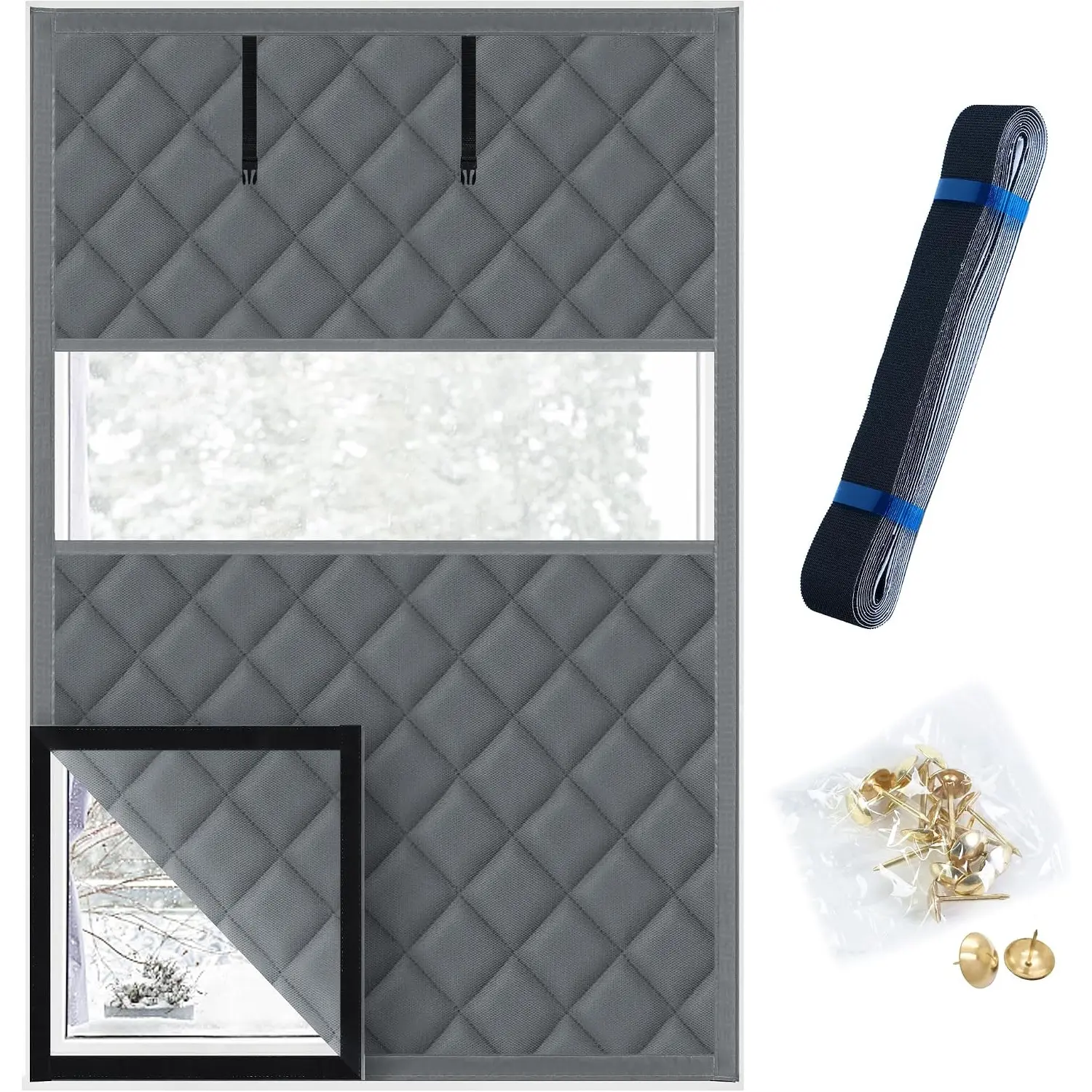 Thermal Window Cover for Winter, Visible Insulated Window Blanket, 39x63 in