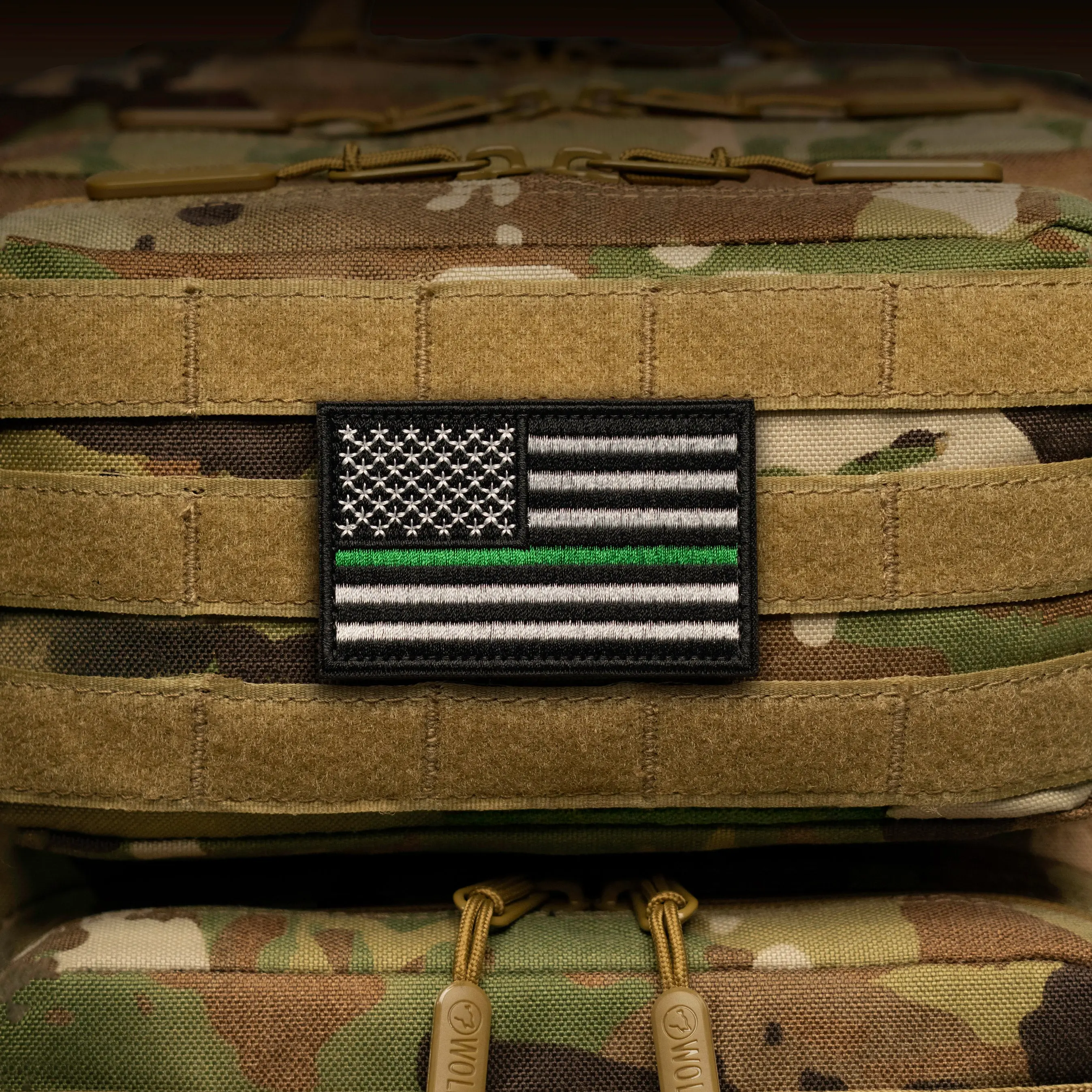 Military American Flag Green Stripe