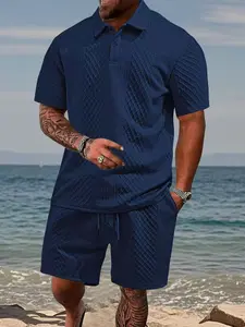 Men's Casual Sports Short Sleeve Shorts Set, Summer Fashion, Comfortable & Stylish, Perfect for Daily Wear, Sporty Set