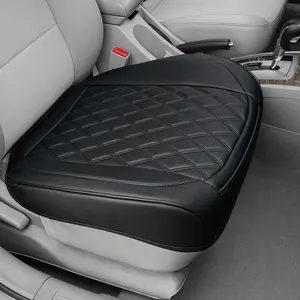 1 Pack Leather Front Car Seat Cover Bottom, Anti-Slip and Full Wrap Seat Protectors, Luxury Waterproof Bottom Auto Seat Cushion Pad Mat For Most Vehicles(Black)