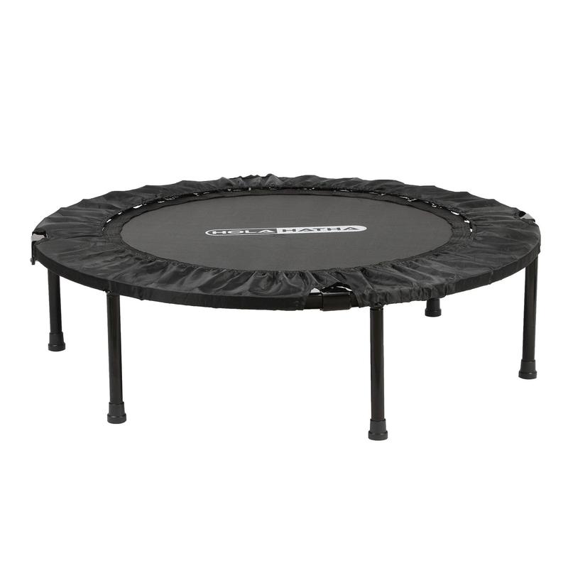 HolaHatha 40" Mini Trampoline Fitness Rebounder with Adjustable Handle, Black