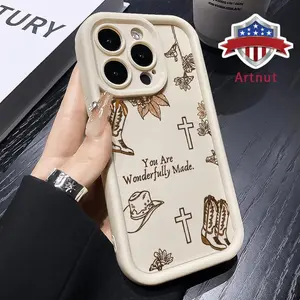 Western Boots Collage Pattern Phone Case for iPhone 16 15 14 Pro Max 13 12 11 XR E XS Plus Shockproof Non Slip Military-Grade Protection Silicone Cover