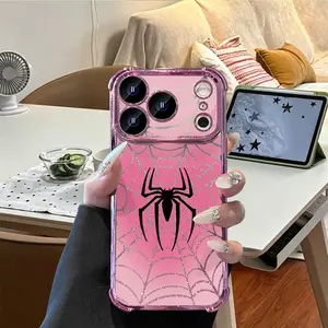 Pink purple blue Spider Web iPhone Case - Y2K Glitter Electroplated Shockproof Cover for iPhone 13,14,15,16,17 Pro Max  ZZR028