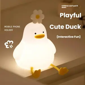 USB Rechargeable Duck Night Light, Cute Tap-On Table Lamp for Girls & New Moms, Warm Bedside Companion, Gentle Sleep Aid Glow