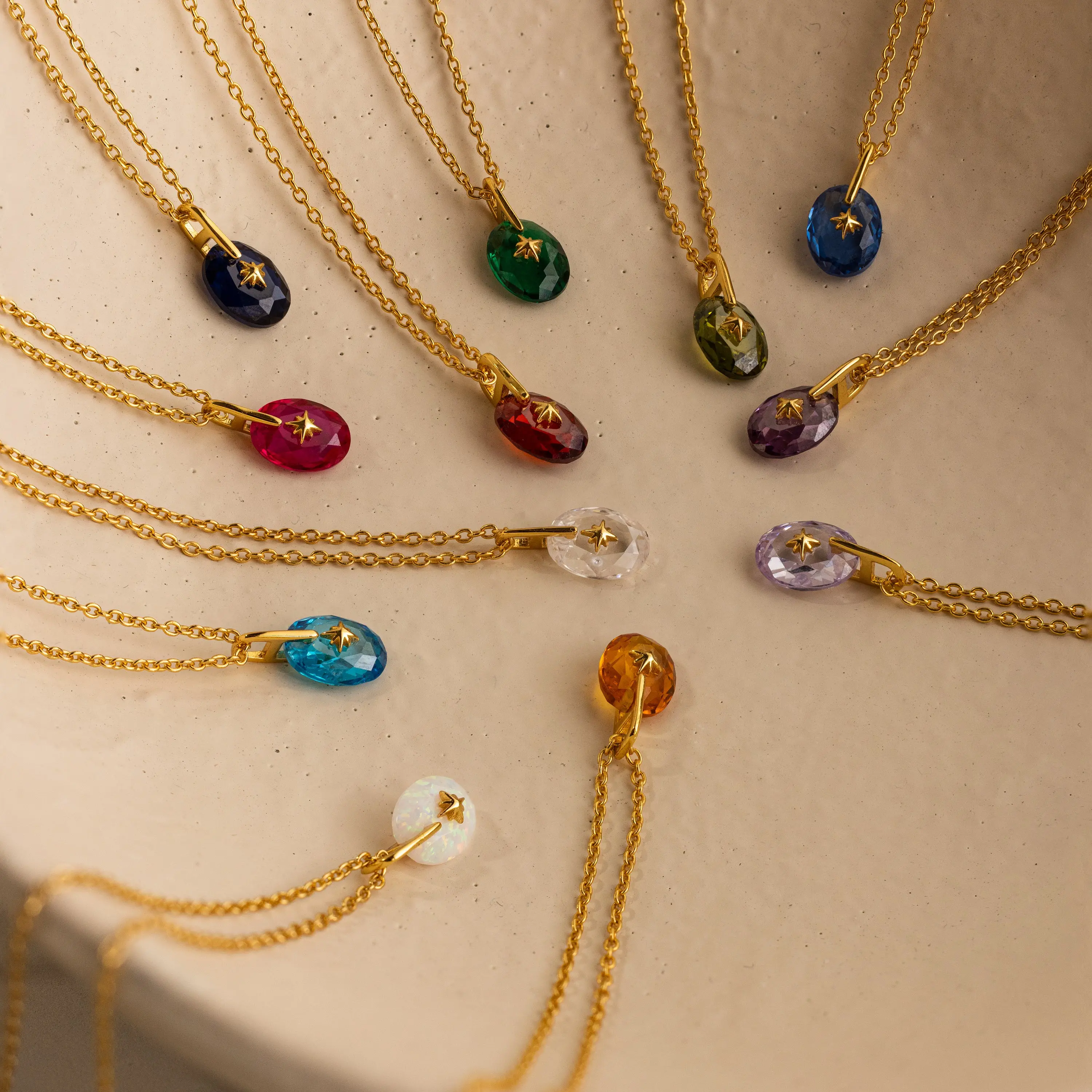 North Star Birthstone Signet Necklace by Caitlyn Minimalist - Celestial Pendant Necklace with Custom Gemstone - Dainty Birthstone Jewelry - Gift for Her