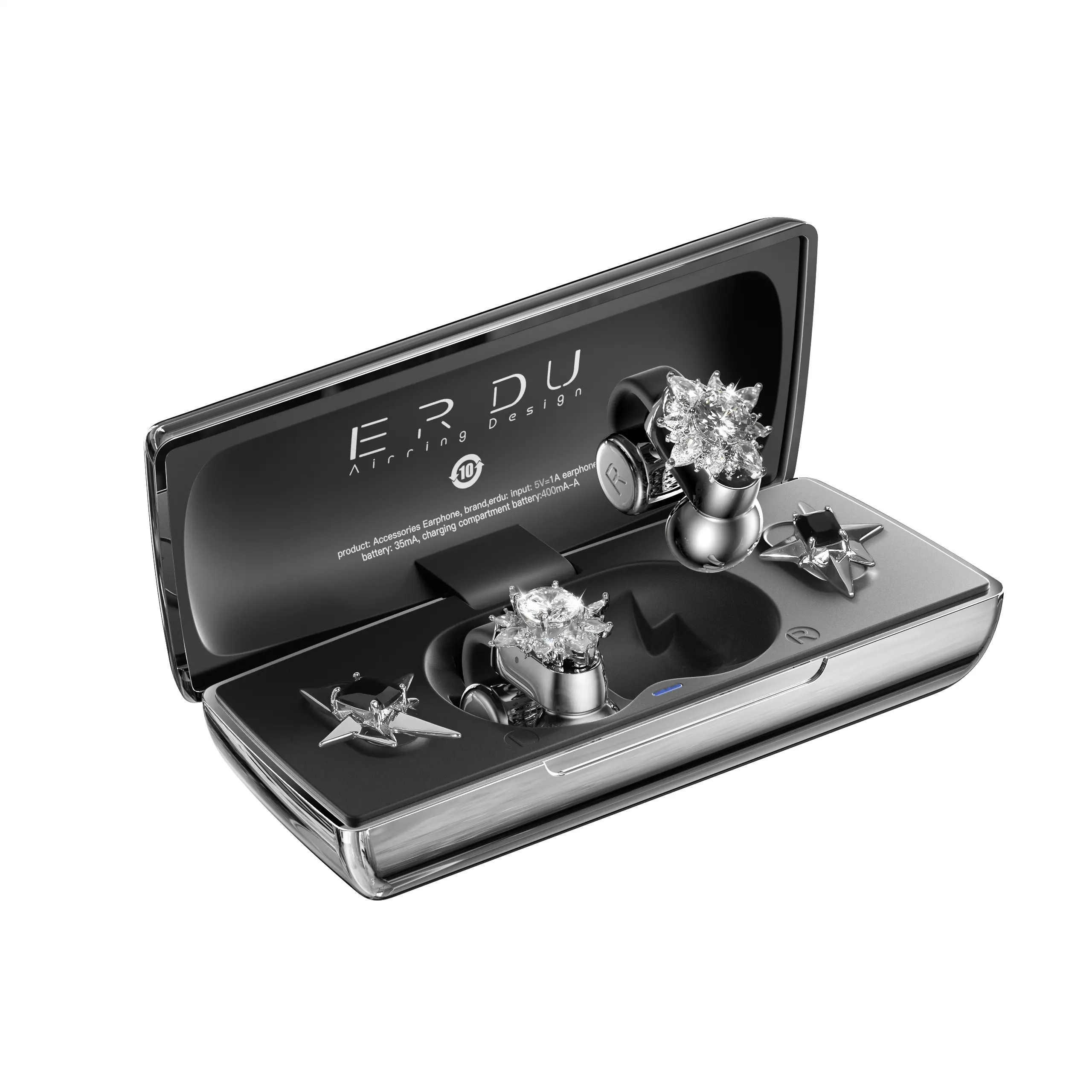 ERDU Air Note Bluetooth イヤホン 付け替えパーツ付セット ERDU Air Note Wireless Earbuds with Interchangeable Ear Clips