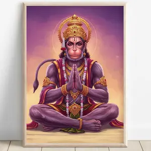 Hanuman Art, Hanuman Painting, Jai Bajarang Bali, Hanuman Art, Hindu God, Hindu God Wall Art, Digital Print of Hanuman 20x30inch(50x75cm)Unframe Canvas Poster Colorful Decor Room Gifts Religious Ornaments Decoration Photo