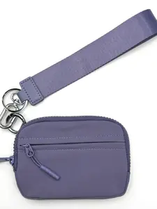 Mini Casual Lanyard Card Wallet, Handheld Zipper Coin Purse Lipstick Storage Bag, Wristlet Pouch, Waterproof Outdoor Sports Running Card Holder