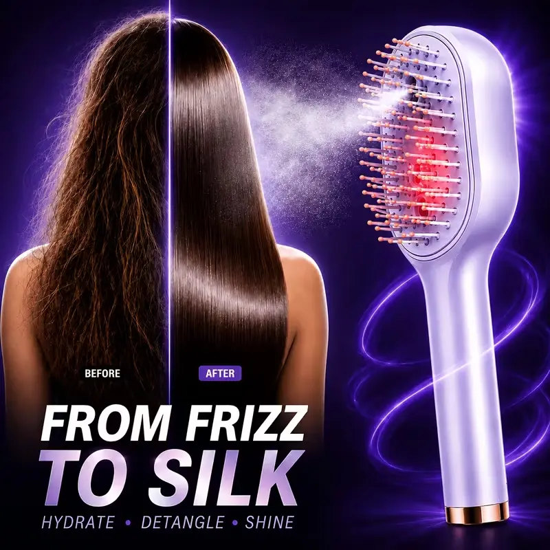 Portable Nano Mist Electric Massage Comb for Hair Transition, 2026 Upgraded Air Cushion Brush with 1-Click Retractable Bristles, Travel-Friendly Frizz-Reducing Hair Tool shampoo type transformation set removal dirt twist