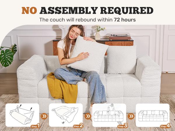 75" Cloud Loveseat Sofa in a Box, No Assembly Required Comfy Deep Seat Boneless Couch, Modern Small Couches for Living Room, Bedroom, Apartment 75" Cloud Loveseat Sofa in a Box, No Assembly Required Comfy Deep Seat Boneless Couch, Modern Small Couches for Living Room, Bedroom, Apartment
