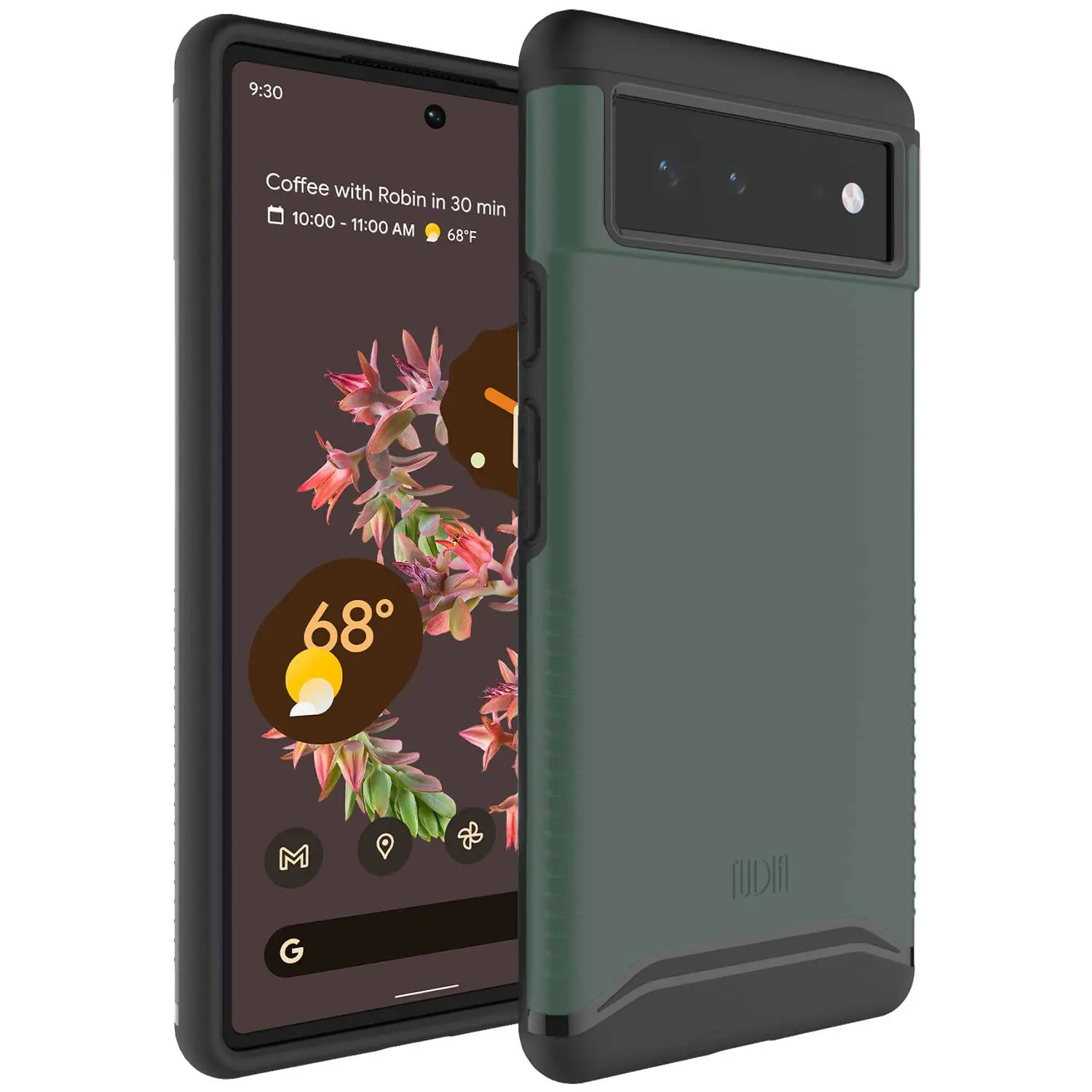 TUDIA DualShield Designed for Google Pixel 6 Case (2021), [Merge] Shockproof Military Grade Slim Heavy Duty Dual Layer Tough Protection for Pixel 6 Phone Case - Hunter Green