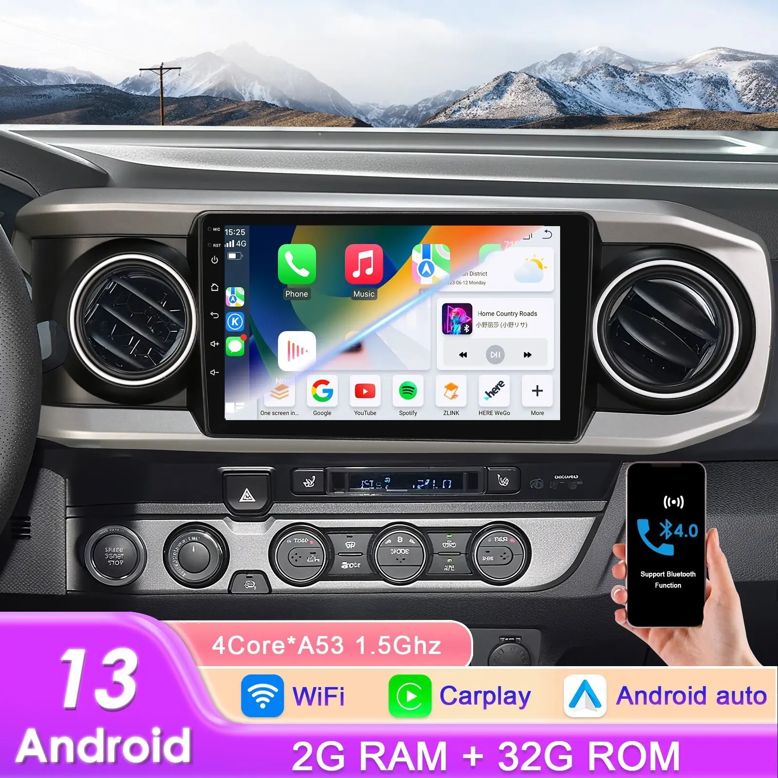 Hizpo 10" Android14 Apple Carplay For Toyota Tacoma 2016-2022 Car Stereo Radio GPS SWC