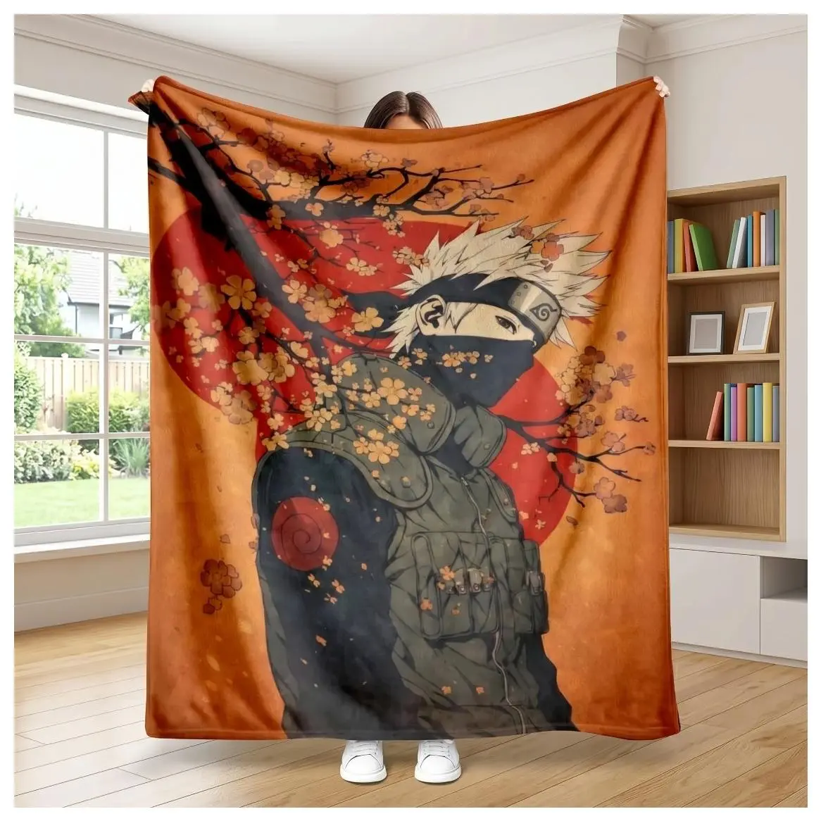 Kakashi Hatake Anime Flannel Blanket Soft Comfortable Warm Fleece Throw Blanket Living Room Bedroom Sofa Cozy Oversized Trending Flannel Blanket Viral Blanket Trend Gift Ideas Cozy Home Decor tiktokshopspringglowup