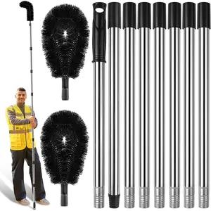 Long-Reach Gutter Cleaning Brush with Pole, No Ladder Needed for Removing Leaves and Debris, Durable Roof Gutter Cleaner Tool, Extendable Gutter Scooper, Heavy-Duty Leaf Removal Tool, Black
