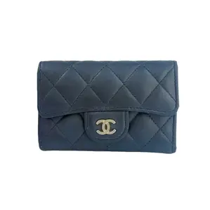 Pre-owned Leather Wallet Chanel Classic Flap Card Holder Gold Tone Hardware