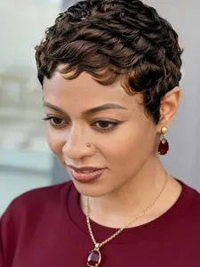 Pixie Cut Wig Human Hair Short Pixie Cut Wigs for Women Human Hair pixie Layered Wig with Bangs