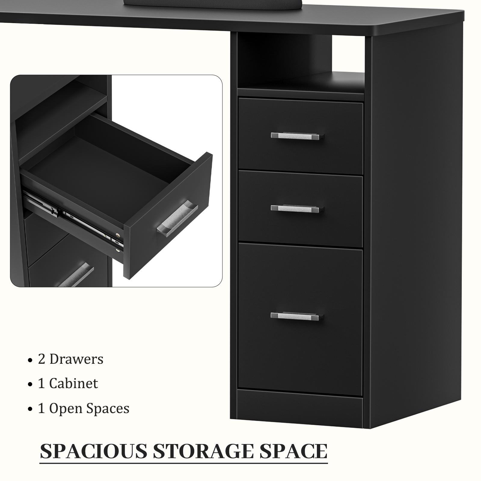 Manicure Table for Nail Tech with 3 Storage Drawers Wrist Cushion Professional Nail Station for Salon Pub