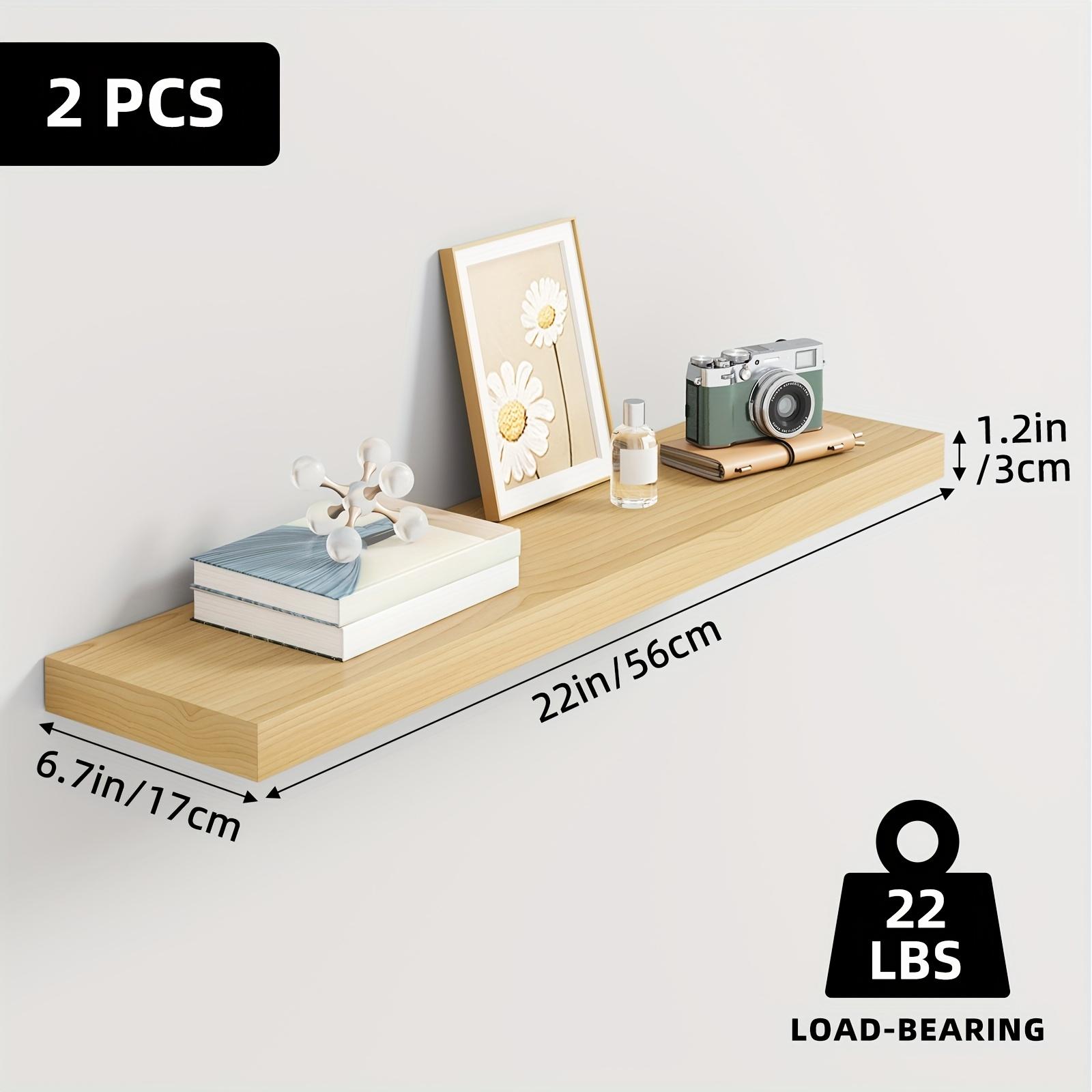 TOMNK 2/4/6pcs Floating Shelves, 15.7"/19.7"/ 22" Wood Hanging Shelf for Wall, Hanging Book Shelf for Wall Home Decor Living Room And Kitchen, Heavy Duty, Mounted Wood Shelves for Books, Bathroom, Storage Over Toilet