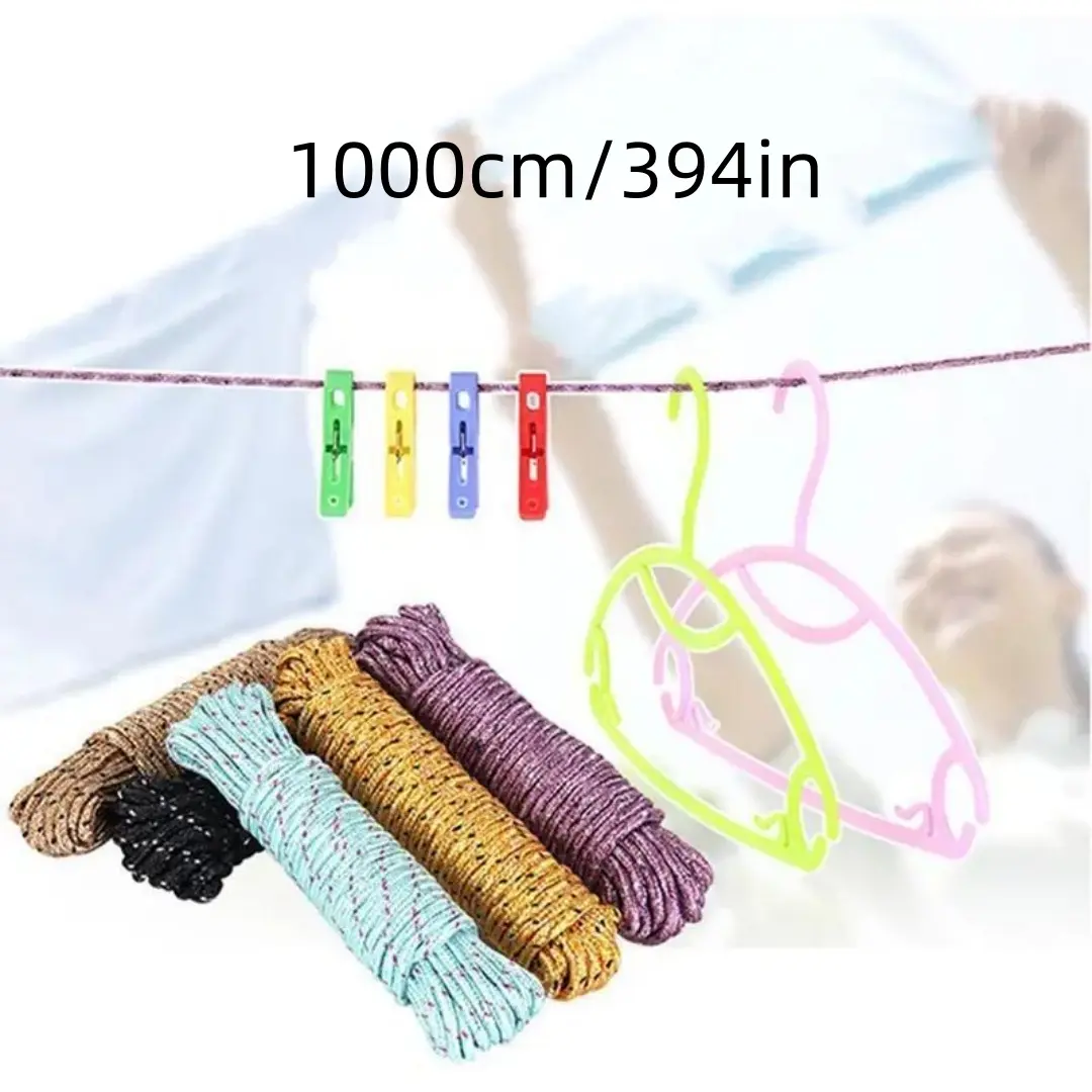 Thickened Windproof Anti-Slip 10m Clothesline - Lightweight, Stable Windproof Line Laundry Accessory for Indoor & Outdoor Clothes, Quilt Drying Home Supplies